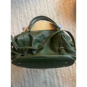 Ora Delphine Green Leather Satchel Slouchy Shoulder Bag Gold Hardware Y2K